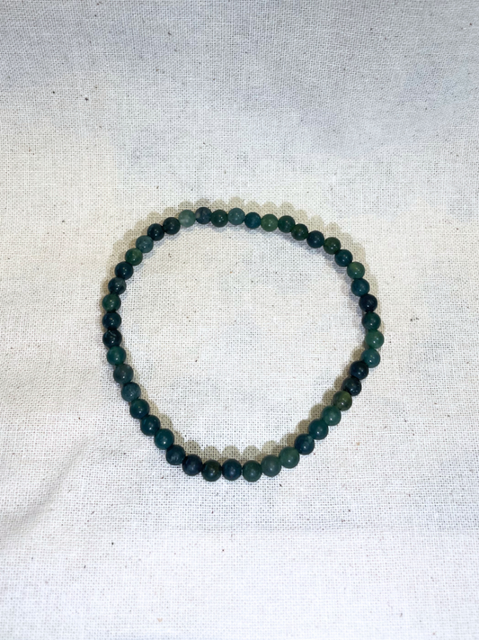Matte Moss Agate Bracelet 4mm