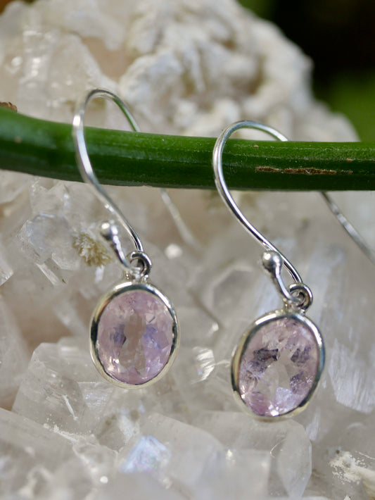 Faceted Morganite Sterling Silver Earrings