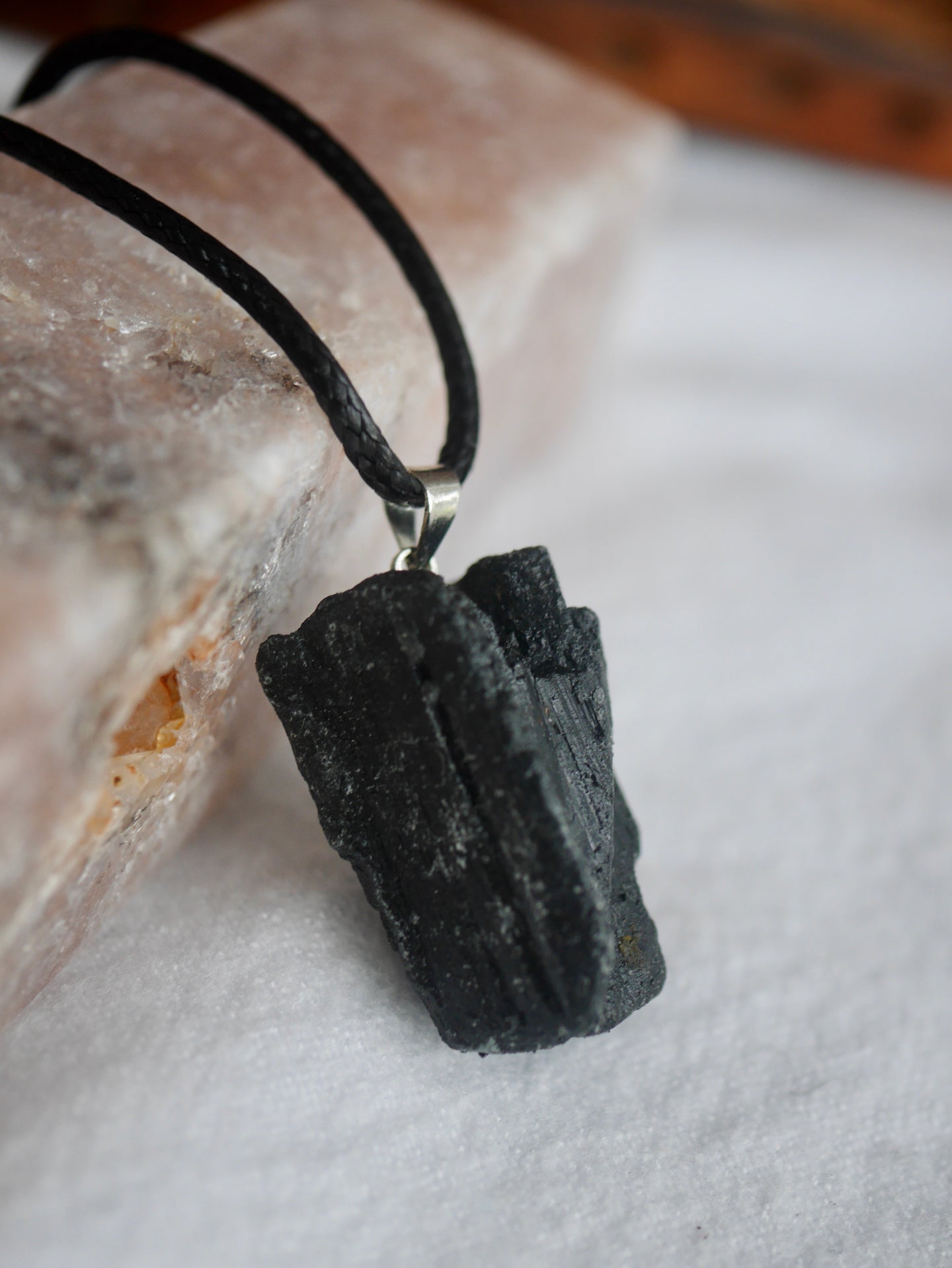 Black Tourmaline Drilled Necklace with Clasp