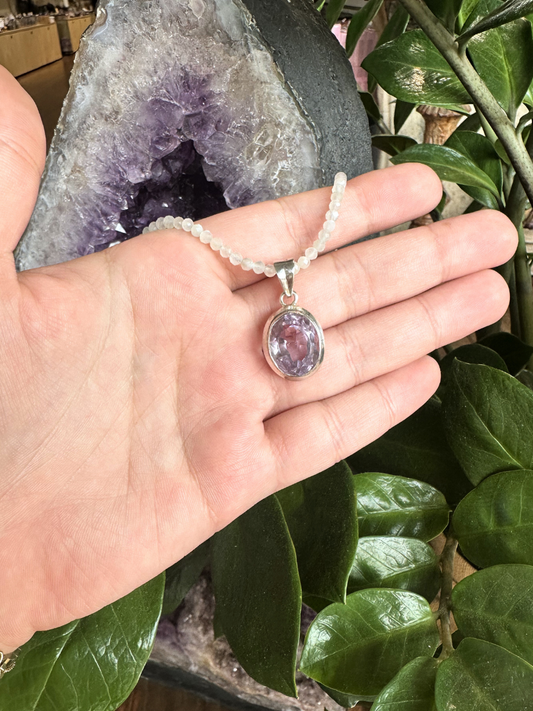 Faceted Amethyst Sterling Silver Pendant