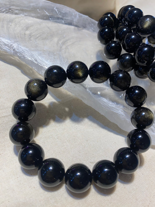 Gold Sheen Obsidian Bracelet 14mm