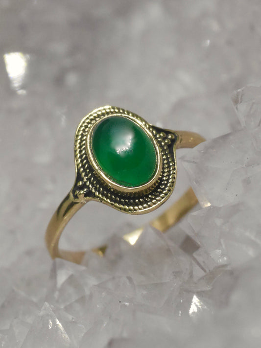 The Nomad Ring – Green Onyx (Size N / 7 )