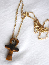 Load image into Gallery viewer, Tigers Eye Ankh Necklace
