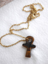 Load image into Gallery viewer, Tigers Eye Ankh Necklace
