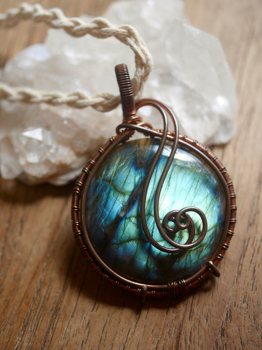 Labradorite Copper Wire Wrapped Pendant