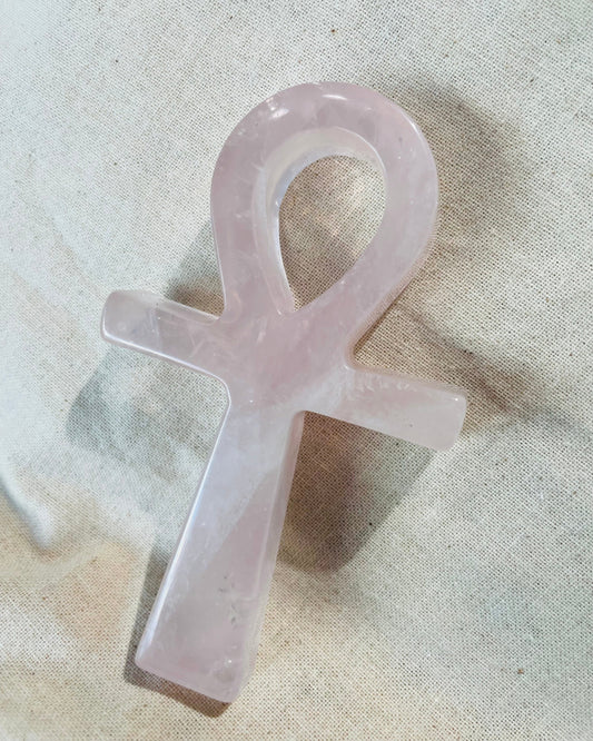 Large Rose Quartz Ankh