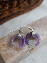 Load image into Gallery viewer, Amethyst Crescent Moon Earrings
