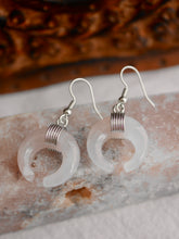 Load image into Gallery viewer, Rose Quartz Crescent Moon Earrings
