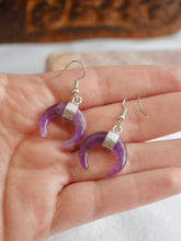 Load image into Gallery viewer, Amethyst Crescent Moon Earrings
