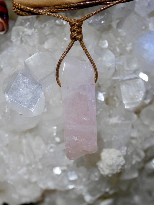 Rose Quartz Crystal Cord Necklace