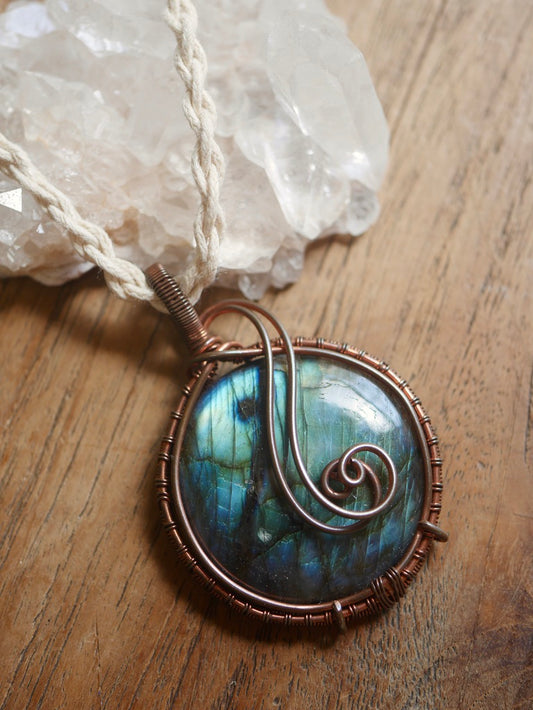 Labradorite Copper Wire Wrapped Pendant