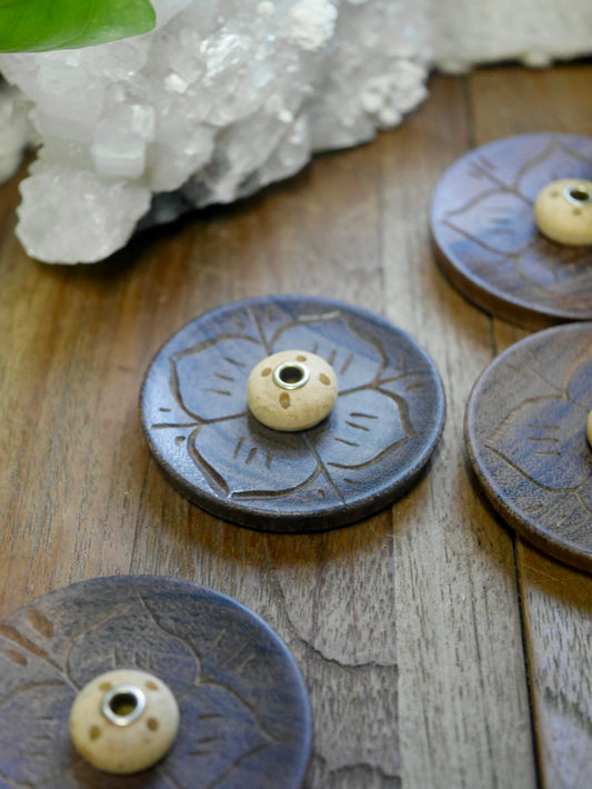 Round Wood Incense Holder