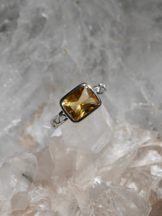 Sterling Silver Citrine Ring- Celtic Band