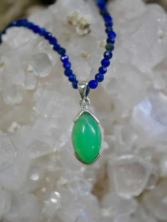 Chrysoprase Pendant in Sterling Silver