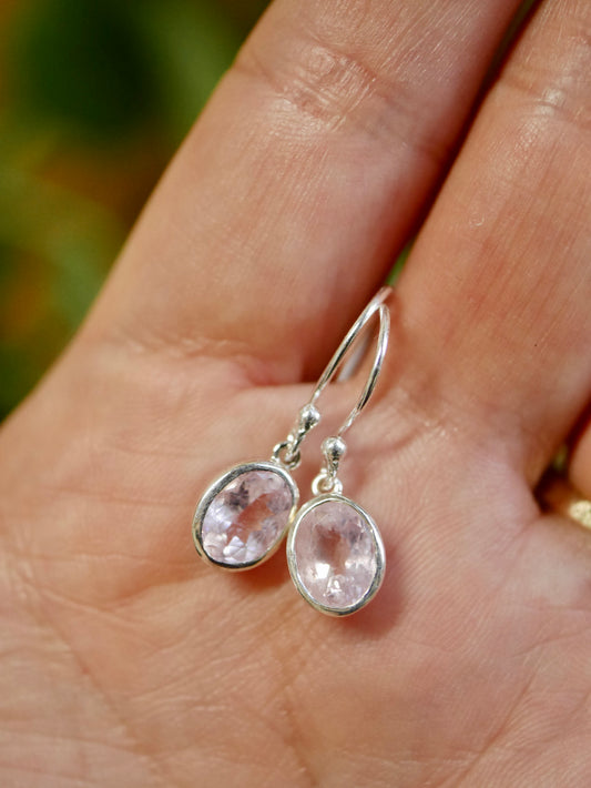 Faceted Morganite Sterling Silver Earrings
