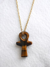 Load image into Gallery viewer, Tigers Eye Ankh Necklace
