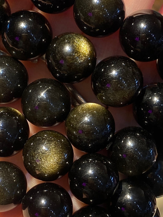 Gold Sheen Obsidian Bracelet 14mm