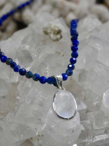 Moonstone Oval Pendant in sterling silver