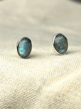 Load image into Gallery viewer, Labradorite Oval Stud Earrings
