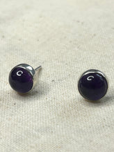 Load image into Gallery viewer, Round Amethyst Stud Earrings
