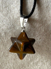 Load image into Gallery viewer, Tigers Eye Merkaba Necklace
