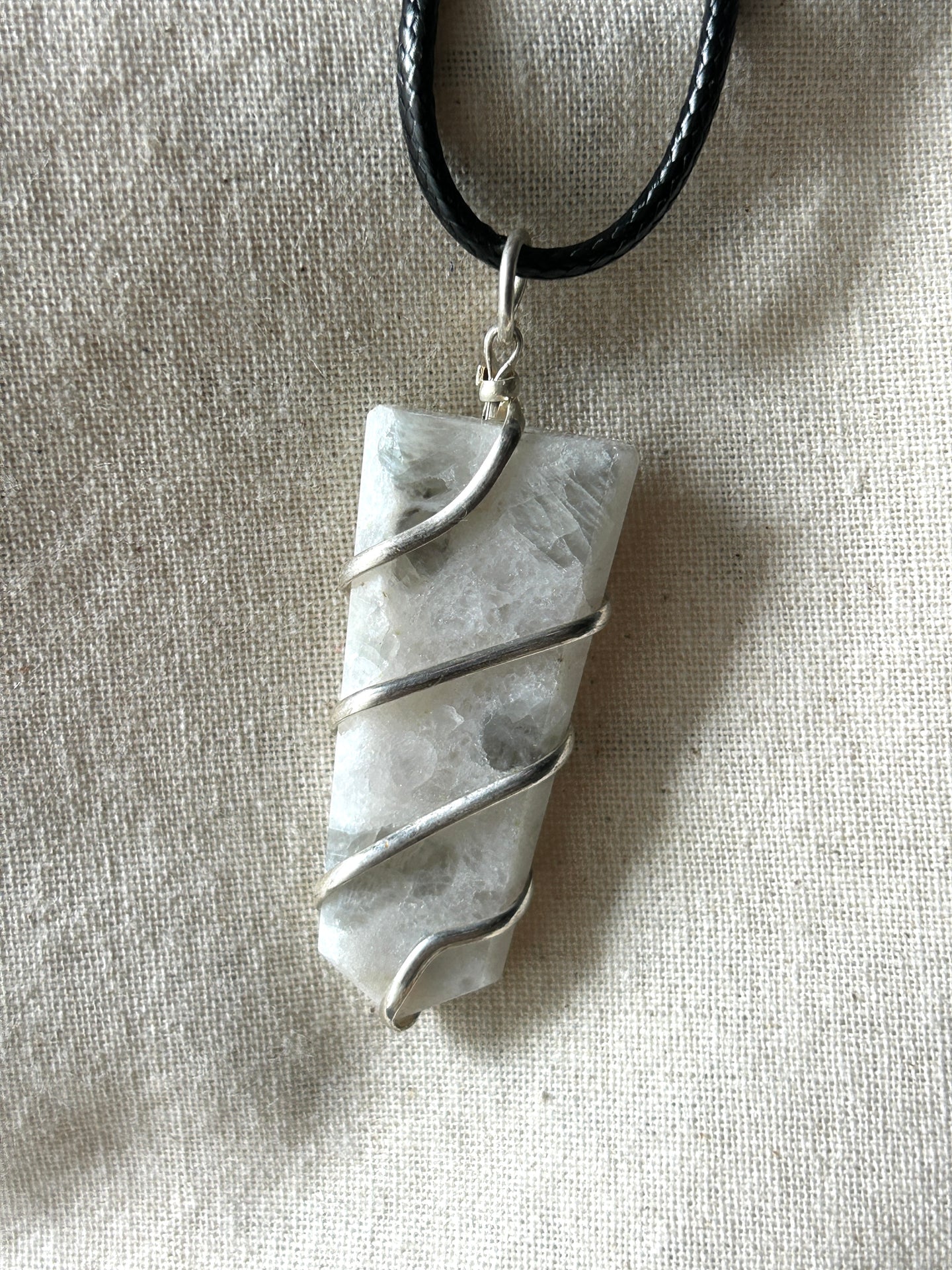 Moonstone Flat Spiral wrap necklace