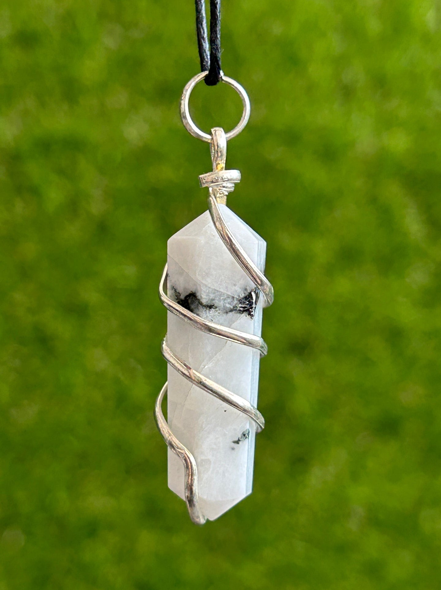 Moonstone Spiral Wrap Point Necklace