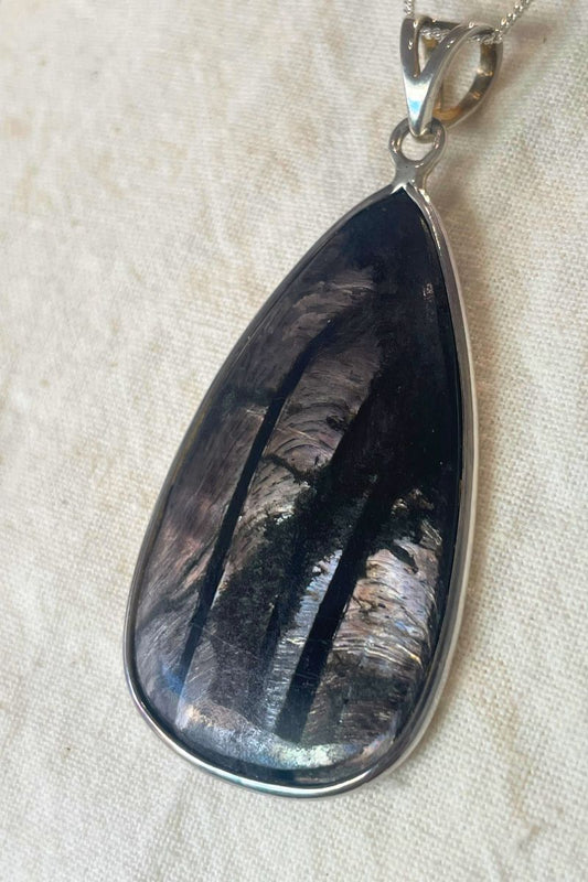 Hypersthene Silver Pendant
