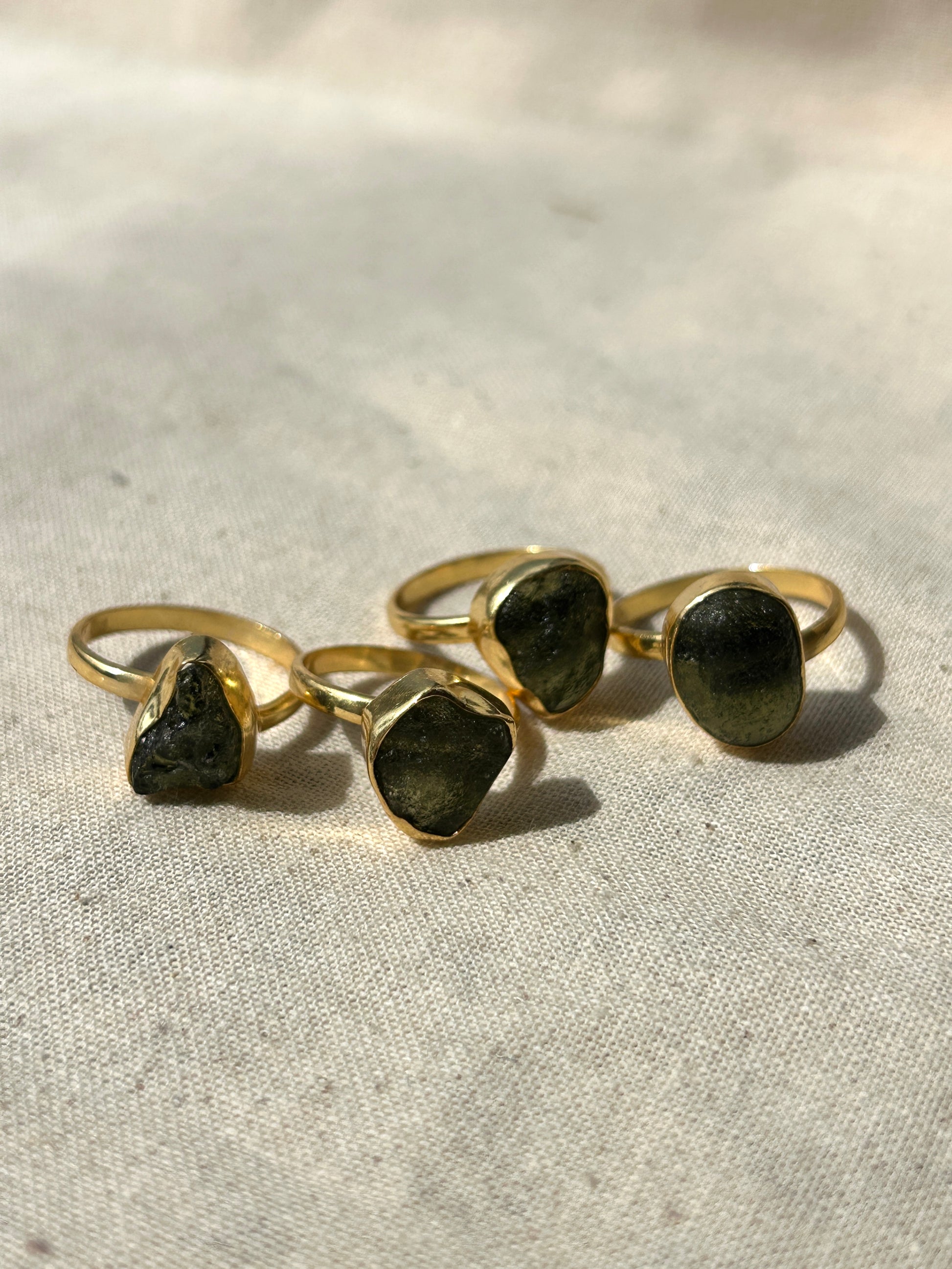 Adjustable Gold Plated Moldavite Ring – Mineralism