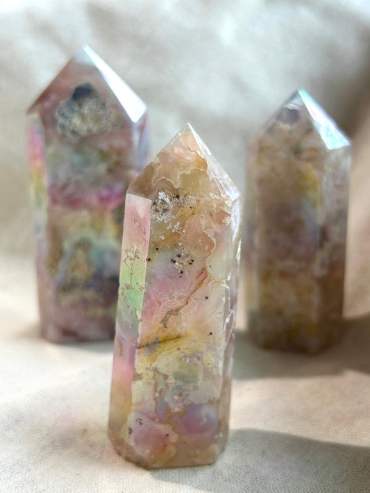Aura Flower Agate Crystal Tower