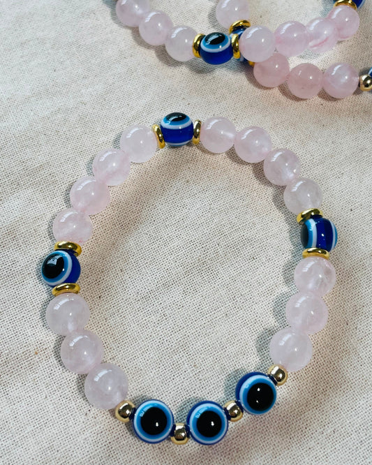 Rose Quartz Evil Eye Bracelet