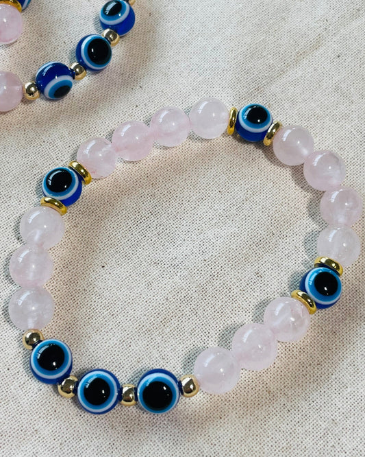 Rose Quartz Evil Eye Bracelet