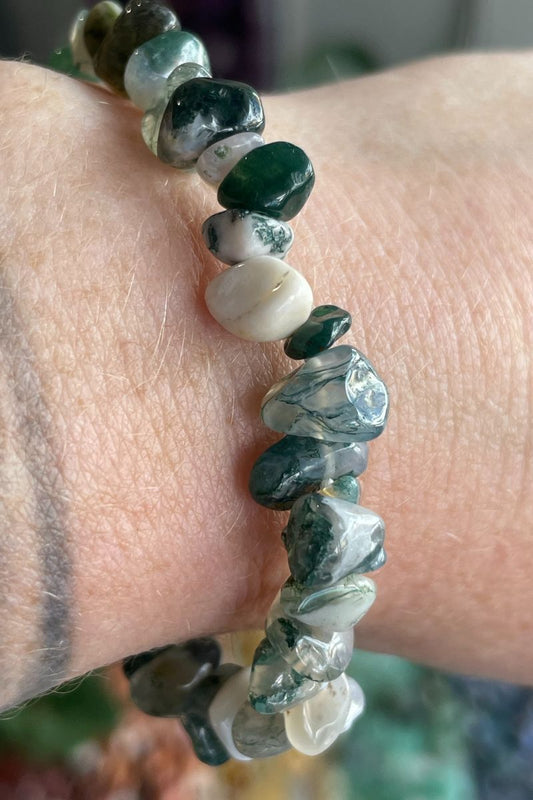 Moss Agate Chip Bracelet