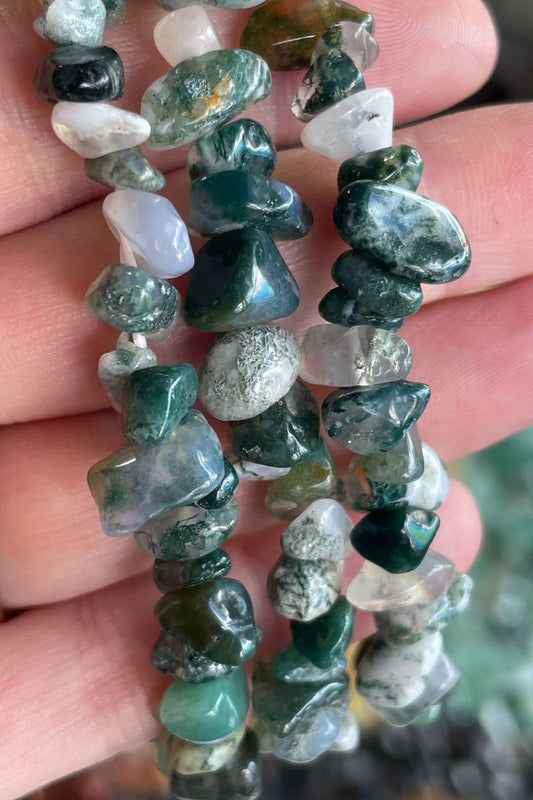 Moss Agate Chip Bracelet