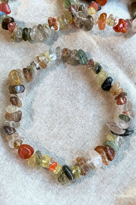 Rabbit Hair Quartz Chip Bracelet