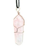 Load image into Gallery viewer, Rose Quartz Wire Wrap Point Necklace
