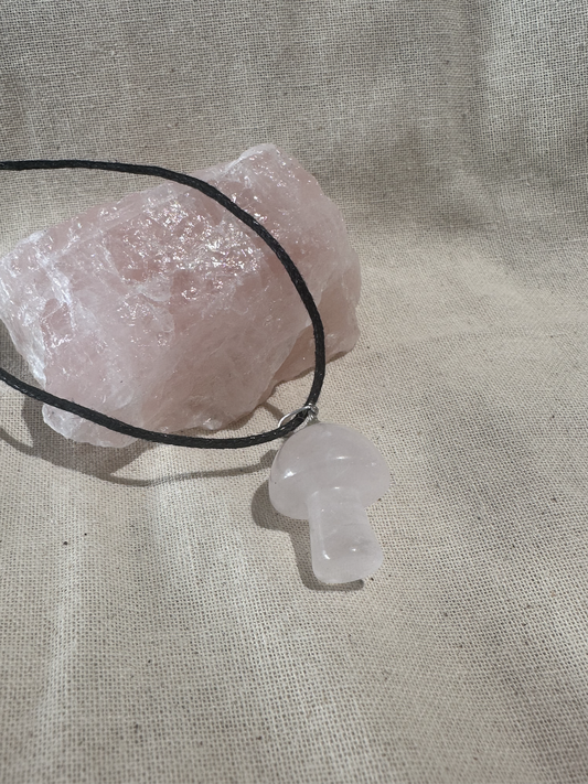 Rose Quartz Mushroom Necklace