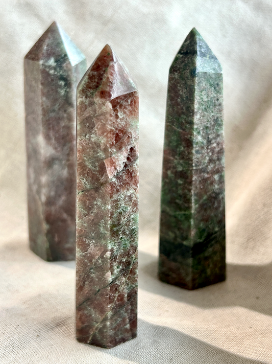 Garnet in Fuchsite Crystal Tower