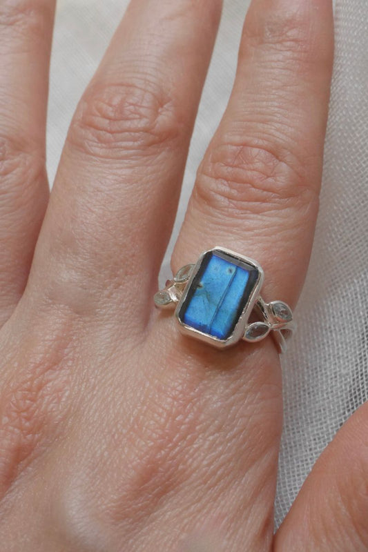 Sterling Silver Labradorite & Aquamarine Ring - Size 7