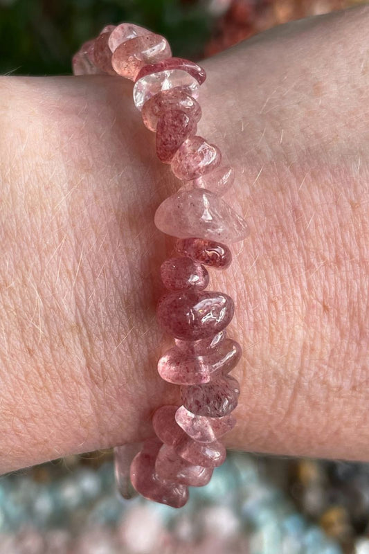 Strawberry Quartz Chip Bracelet