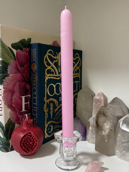 Glass Candlestick Holder - Large Dinner Candle - Hexagon