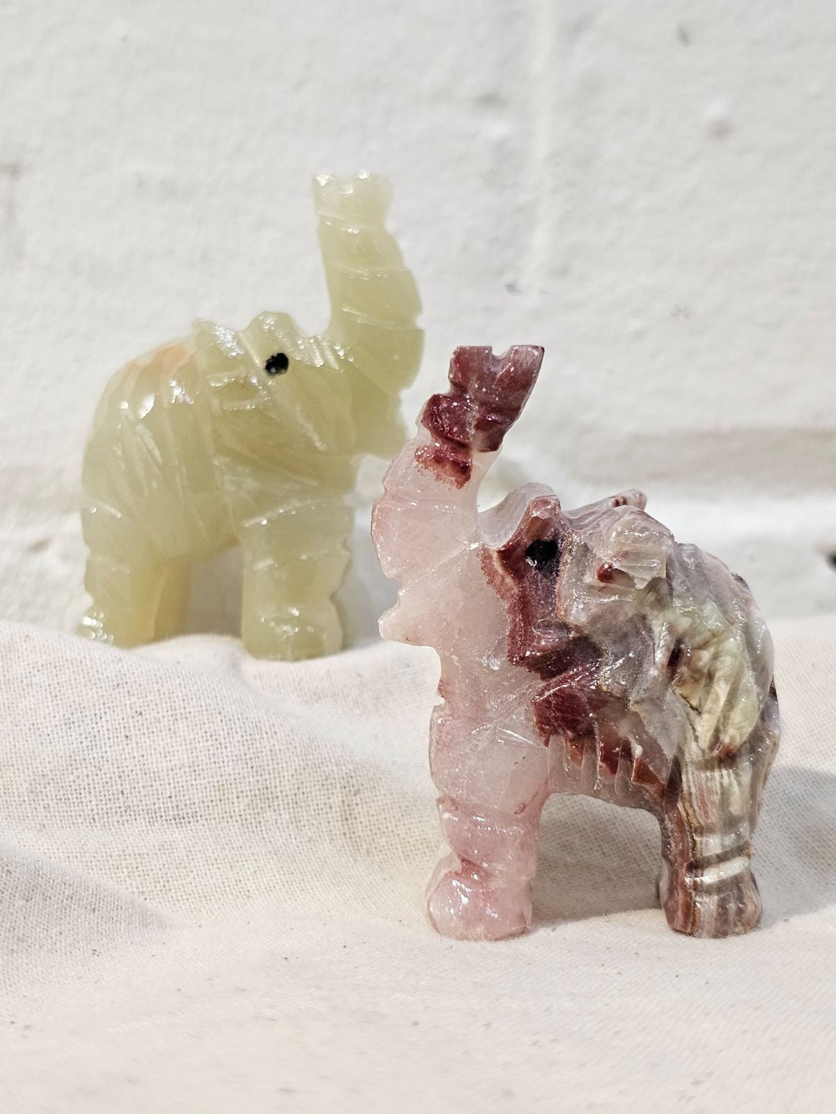 Banded Calcite Elephant Carving