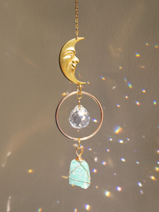 Vintage Moonface Suncatcher - Amazonite