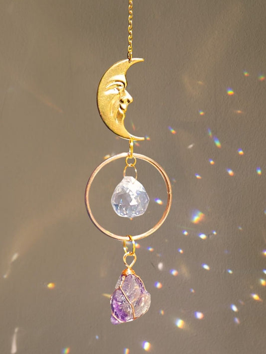 Vintage Moonface Suncatcher - Amethyst