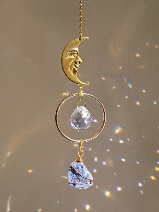 Vintage Moonface Suncatcher - Lapis