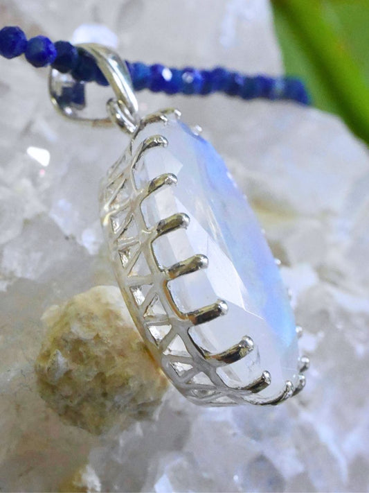 Moonstone Oval Sterling Silver Pendant