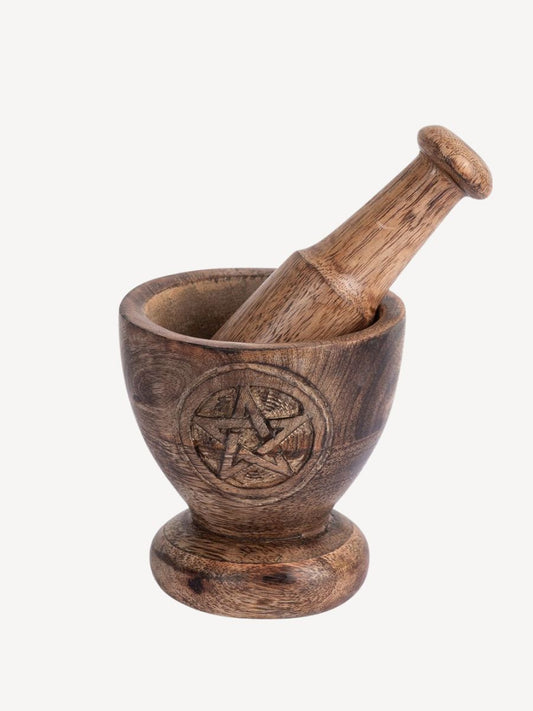 Carved Pentagram Mortar and Pestle