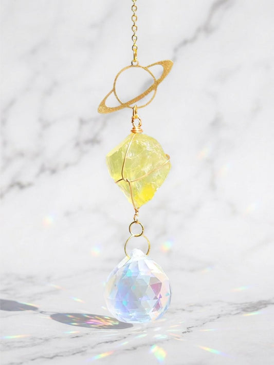 Mini Citrine Saturn Suncatcher