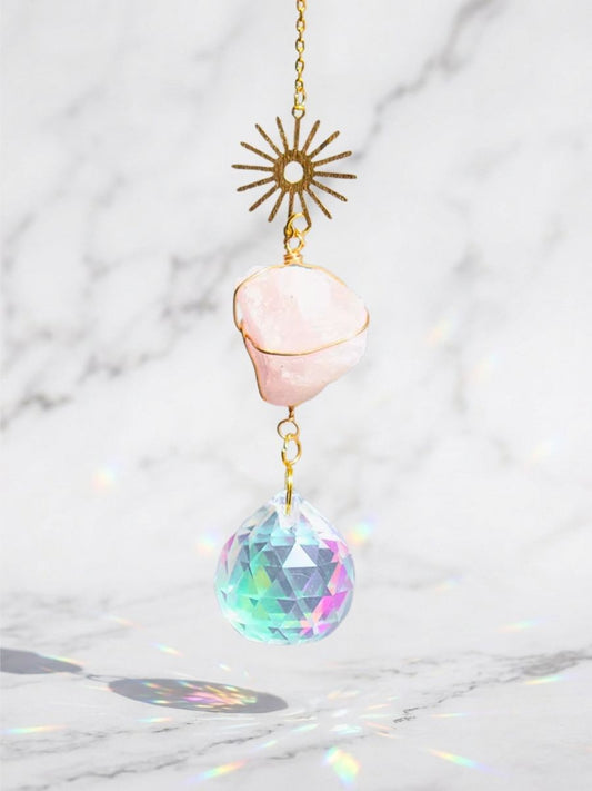 Mini Rose Quartz Star Suncatcher