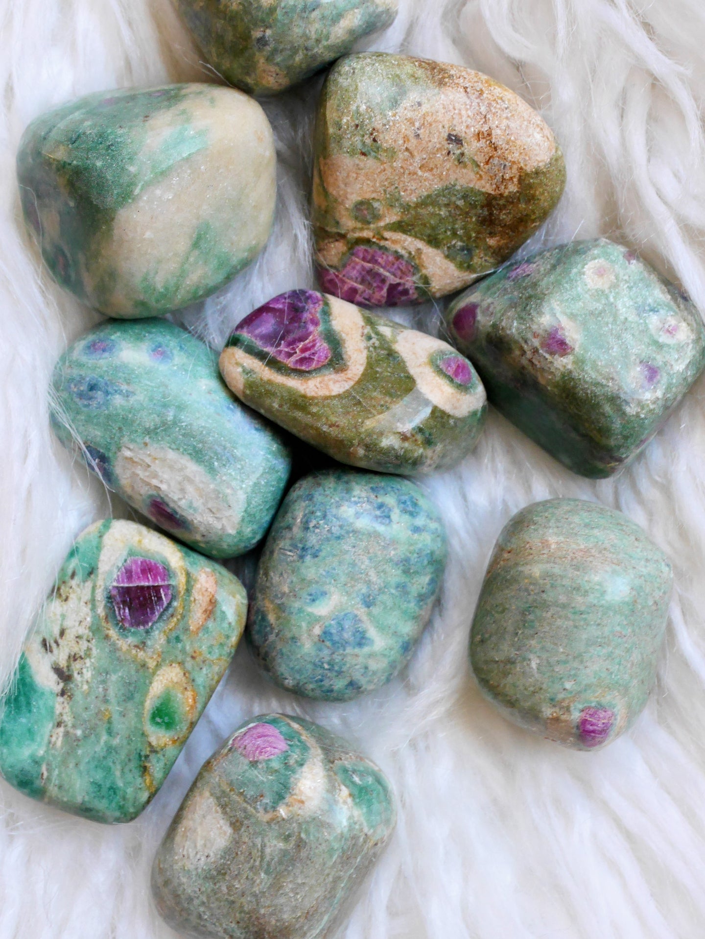 Ruby Fuchsite tumbled stones